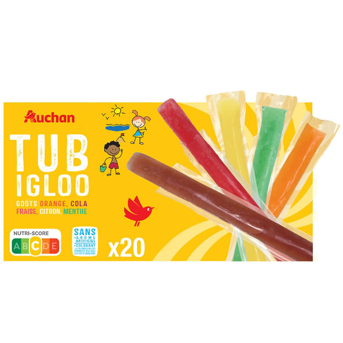 AUCHAN Tub Igloo Panachés de glaces à l'eau aromatisées