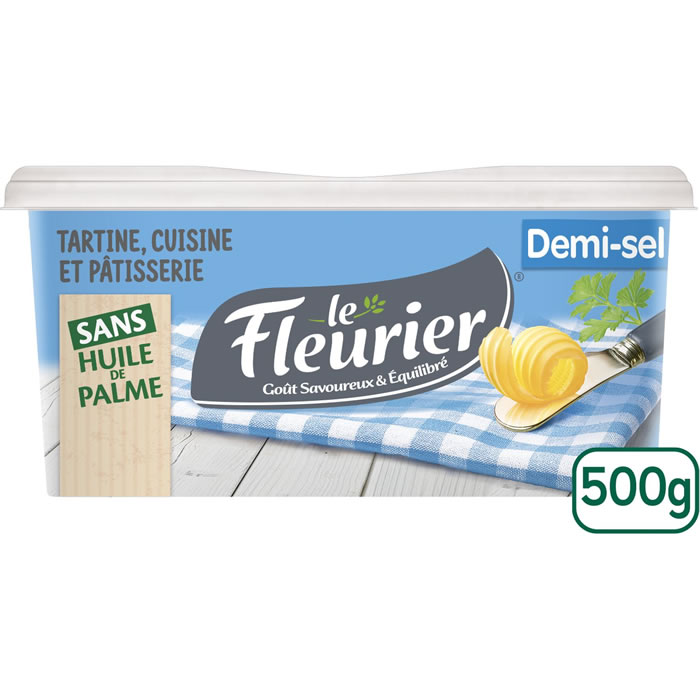 LE FLEURIER Demi-Sel Margarine pour tartine, cuisson et pâtisserie
