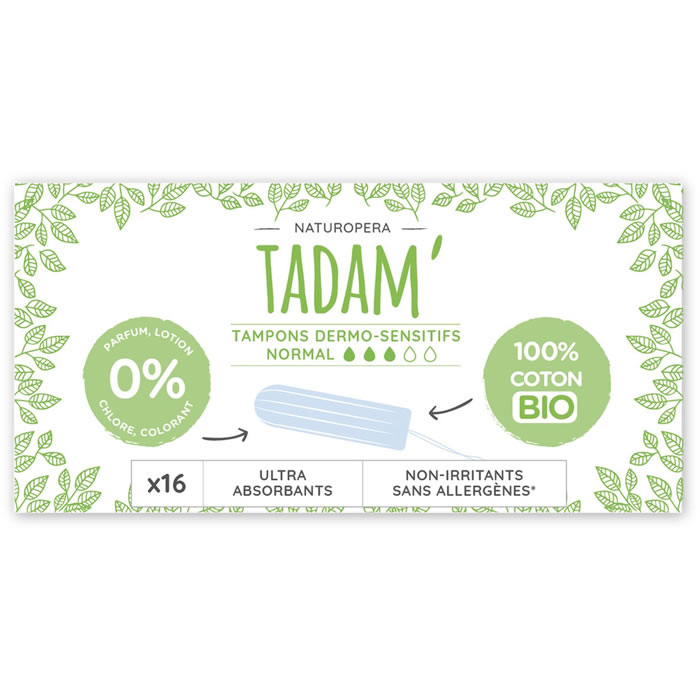 TADAM Dermo-Sensitives Tampon coton bio sans applicateur normal
