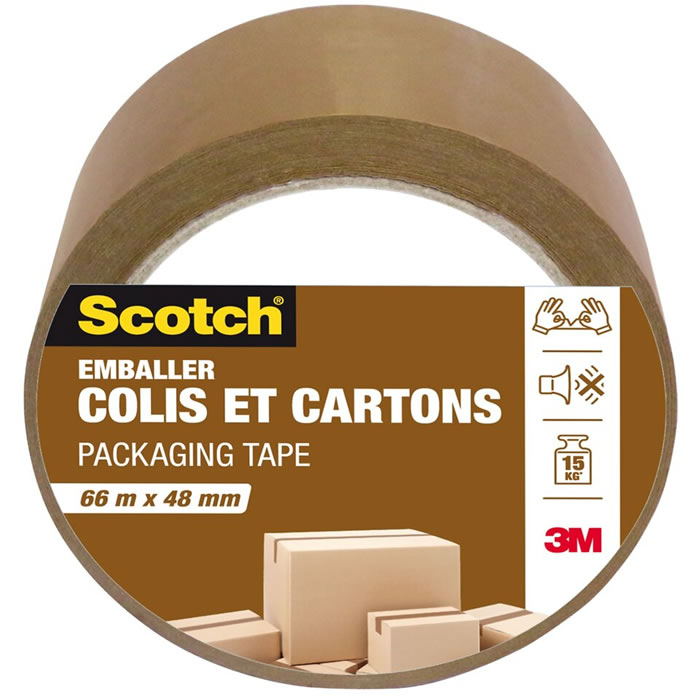 SCOTCH 3M Gros rouleau adhésif d'emballage 66 m marron