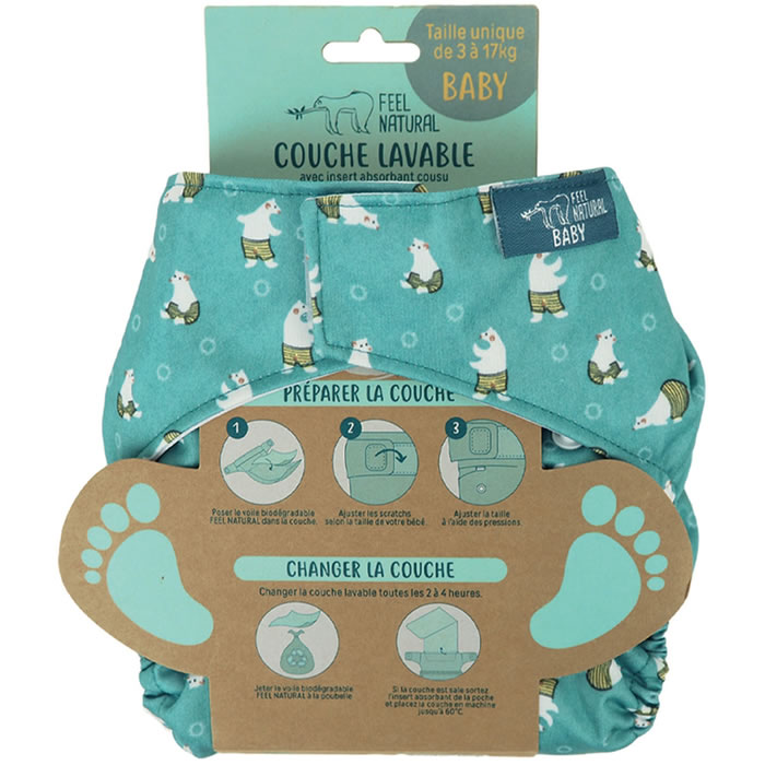 FEEL NATURAL Baby Couche lavable et réutilisable (3-17 kg)