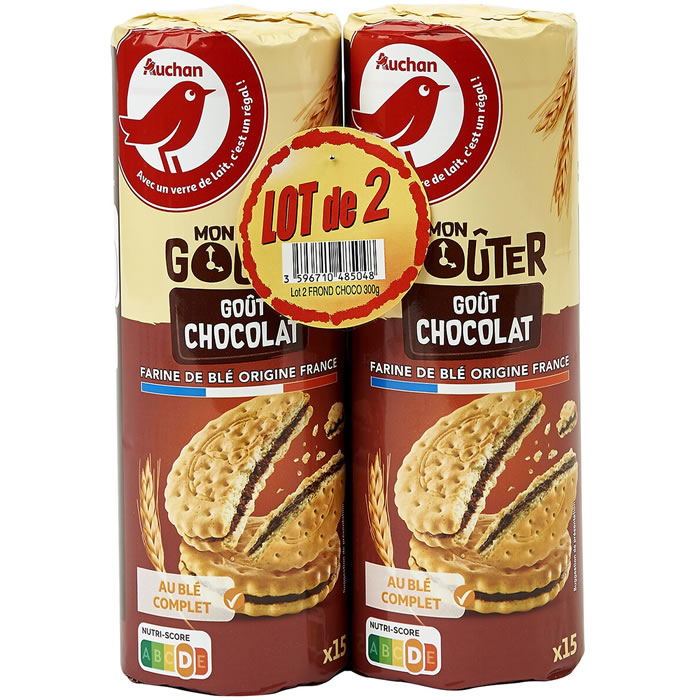 AUCHAN Biscuits fourrés au chocolat au lait