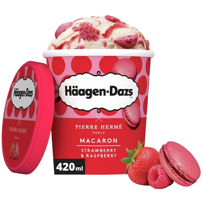 HÄAGEN-DAZS Pierre Hermé Crème glacée à la fraise, framboise et macarons