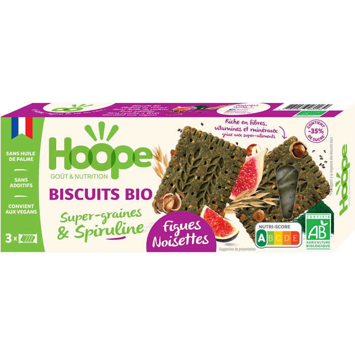 HOOPE Biscuits figues, noisettes et spiruline bio