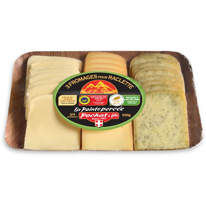 POCHAT & FILS Plateau Fromage à raclette Tomme, Savoie IGP et ail des ours