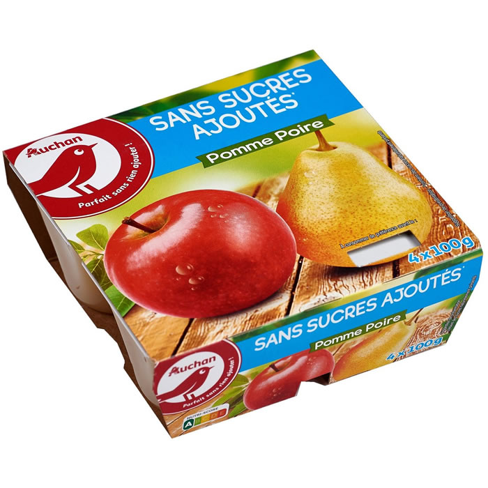 AUCHAN Dessert pomme poire sans sucres ajoutés