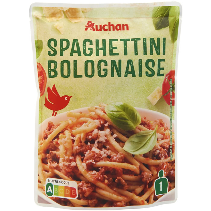 AUCHAN Spaghetti à la bolognaise micro-ondes