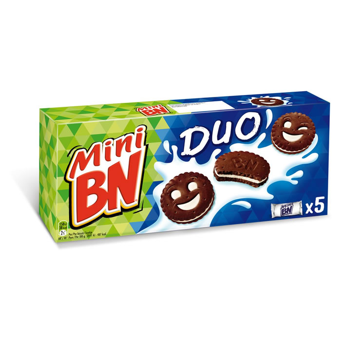 MINI BN Duo Mini biscuits fourrées au chocolat et à la vanille