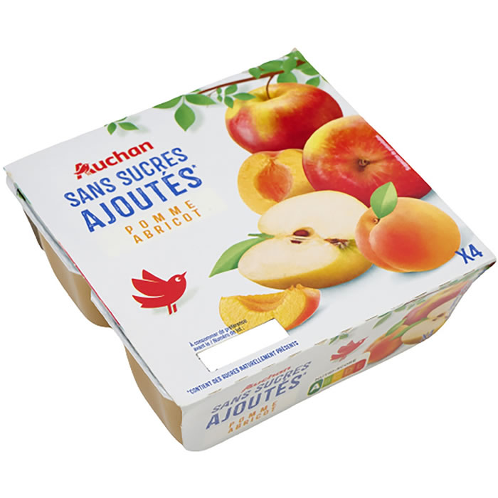AUCHAN Dessert pomme et abricot sans sucres ajoutés