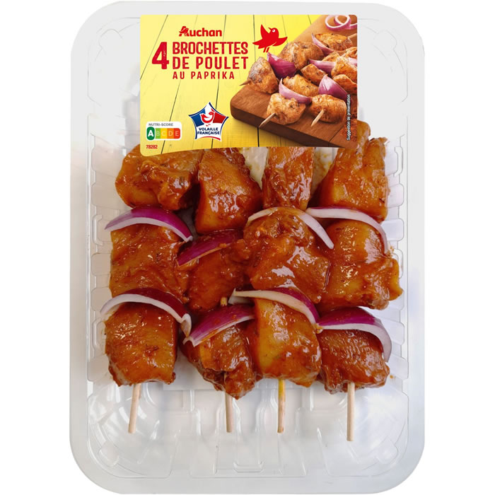 AUCHAN Brochettes de poulet au paprika