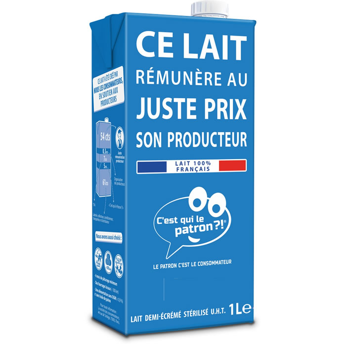 C'EST QUI LE PATRON ?! Lait demi-écrémé stérilisé 1,6% M.G UHT