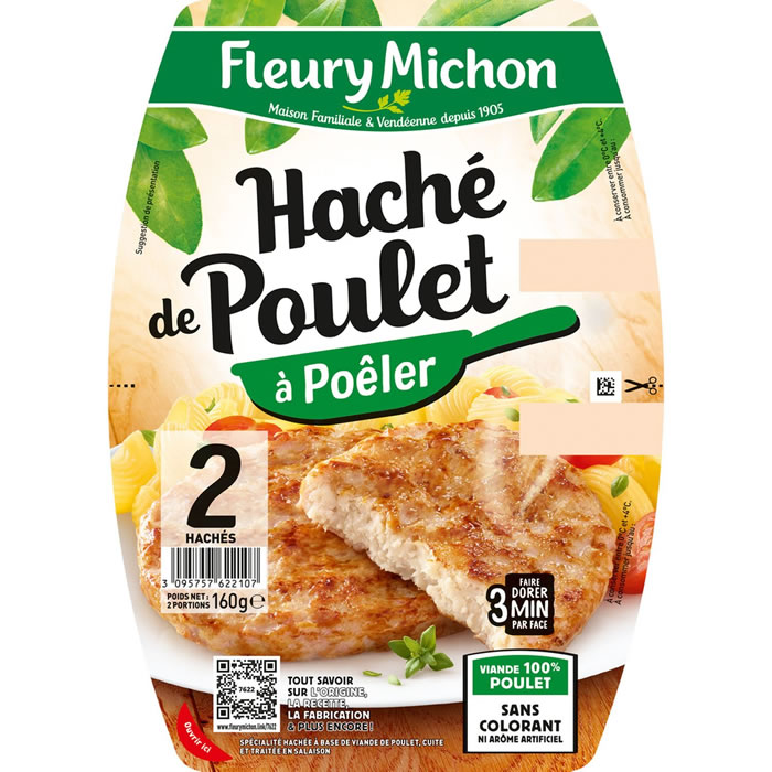 FLEURY MICHON Haché doré de poulet extra-tendre 5% M.G