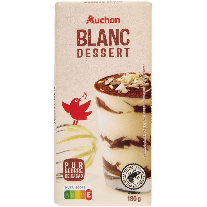 AUCHAN Dessert Tablette de chocolat blanc pâtissier