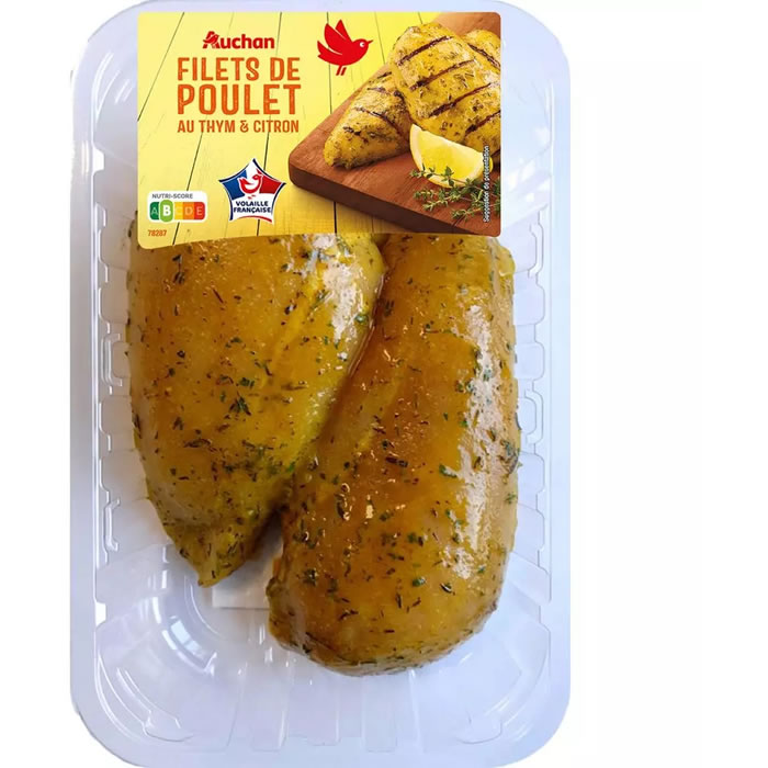 AUCHAN Filets de poulet marinés au thym et au citron