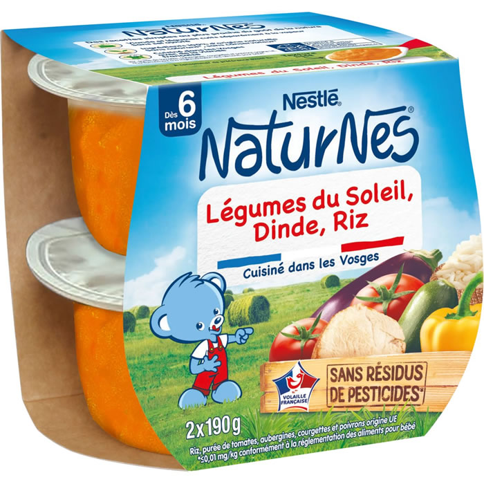 NESTLE Naturnes Légumes du soleil, dinde et riz dès 6 mois