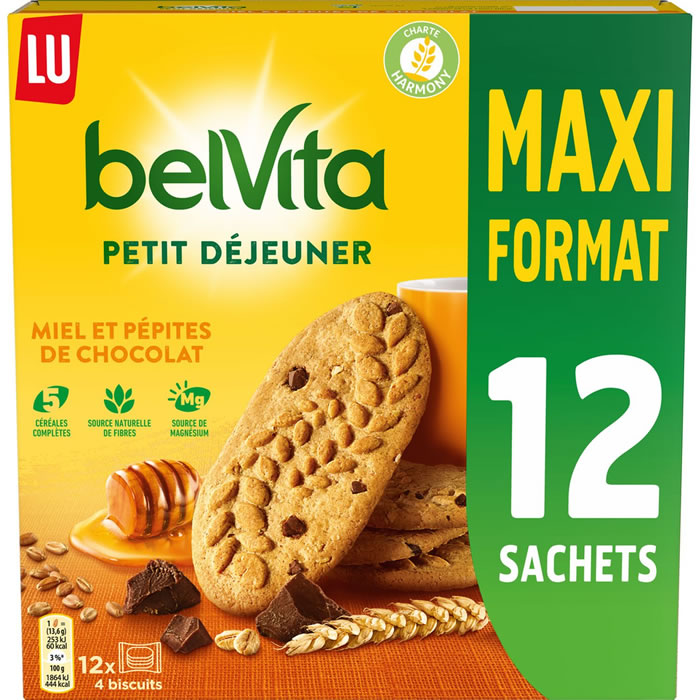 LU Belvita Biscuits petit-déj aux pépites de chocolat et miel