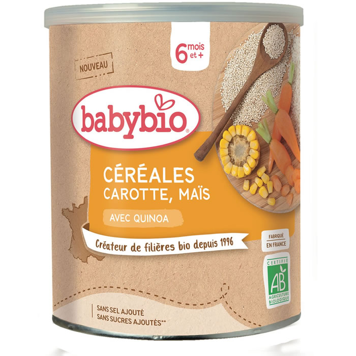 BABYBIO Céréales en poudre, carotte, maïs et quinoa bio dès 6 mois