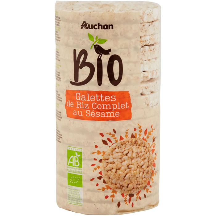 AUCHAN Galettes de riz complet au sésame bio