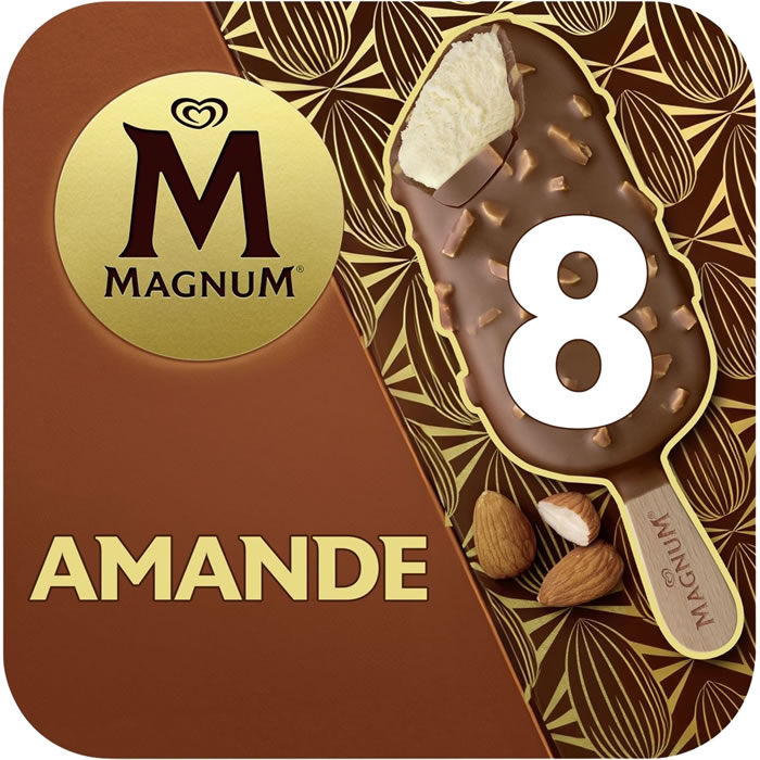 MAGNUM Bâtonnets glacés vanille, chocolat au lait et amandes