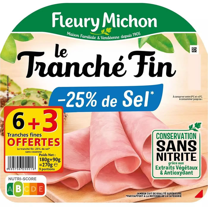 FLEURY MICHON Le Tranché Fin Jambon -25% de sel sans nitrite