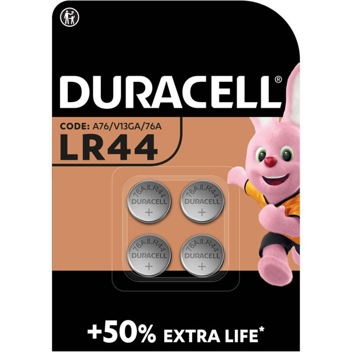 DURACELL Piles boutons alcaline LR44 - type 76A A76 V13GA
