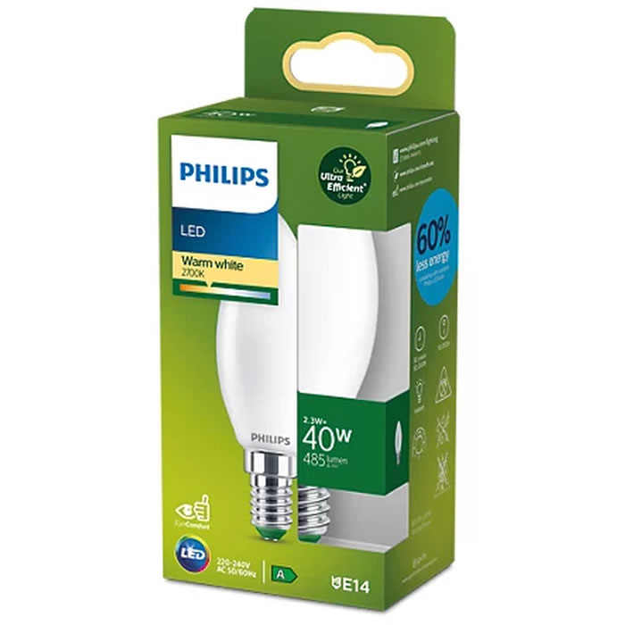 PHILIPS Ampoule flamme LED 40W E14 blanche