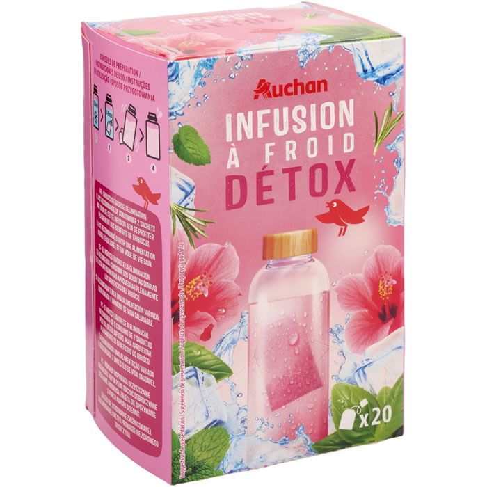 AUCHAN Froid Détox Infusion hibiscus, cynorrhodon, pomme