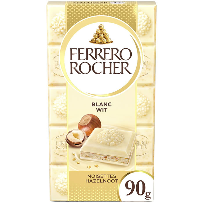 FERRERO ROCHER Tablette de chocolat blanc aux noisettes entières