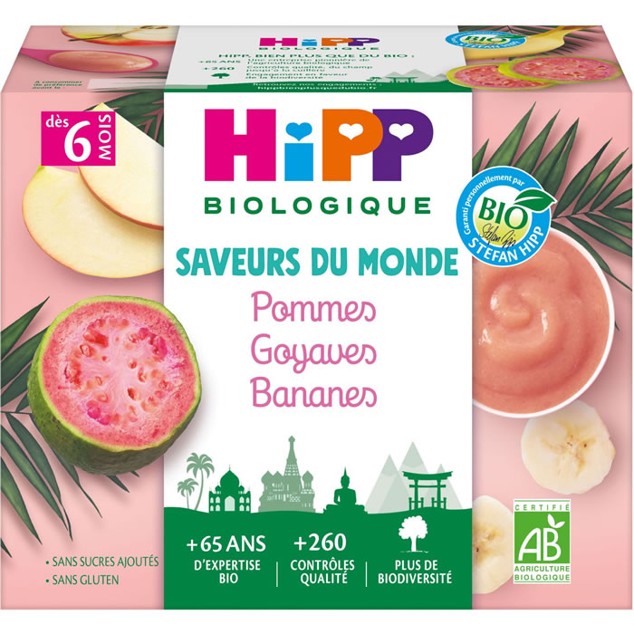 HIPP Saveurs du Monde Pommes, goyaves et bananes bio dès 6 mois