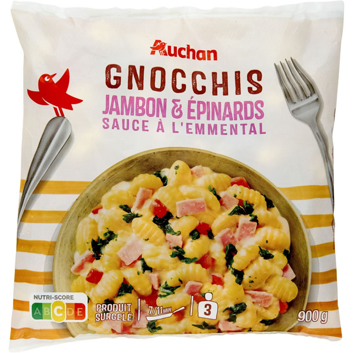 AUCHAN Gnocchi de pomme de terre à poêler sauce jambon et fromage