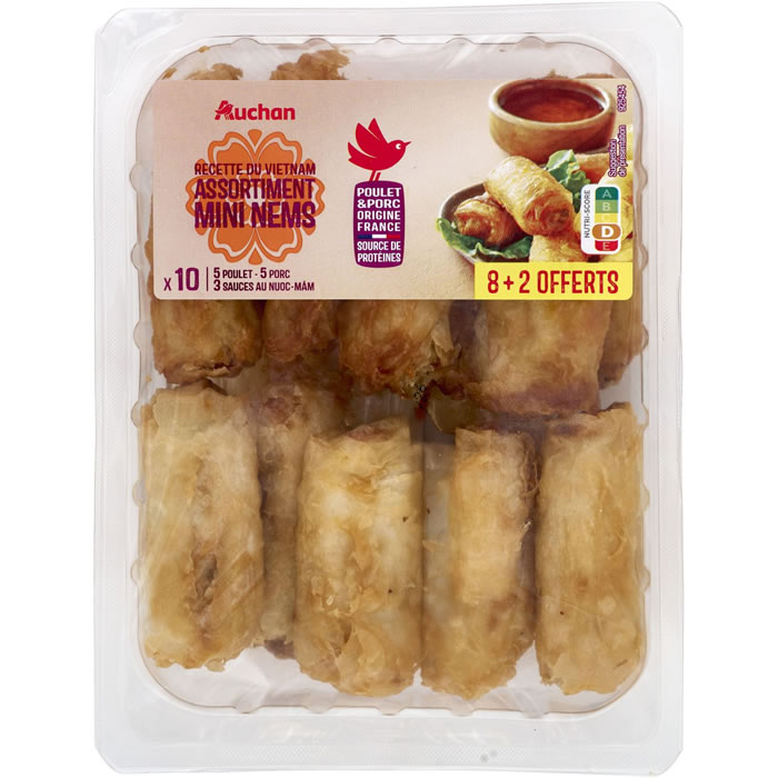 AUCHAN Recette du Vietnam Mini nems au porc et au poulet avec sauce nuoc mam
