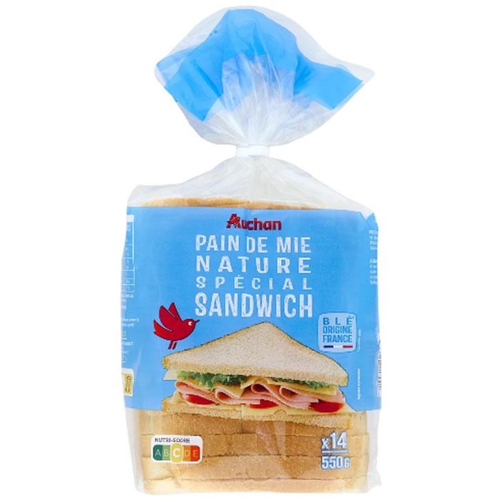 AUCHAN Spécial sandwich Pain de mie nature