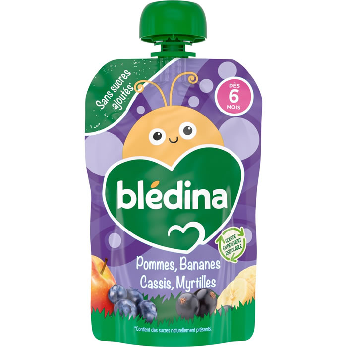 BLEDINA Dessert pomme, banane, cassis et myrtille dès 6 mois