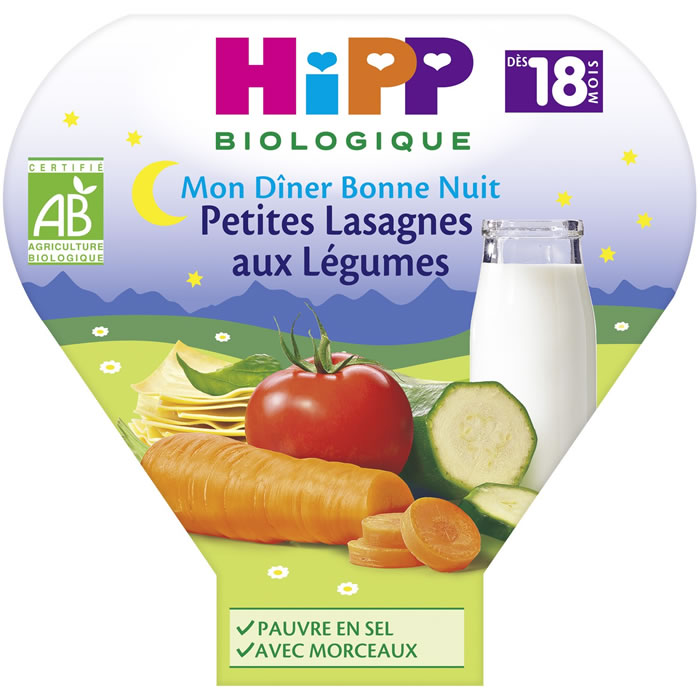 HIPP Bonne Nuit Petites lasagnes aux légumes bio dès 18 mois