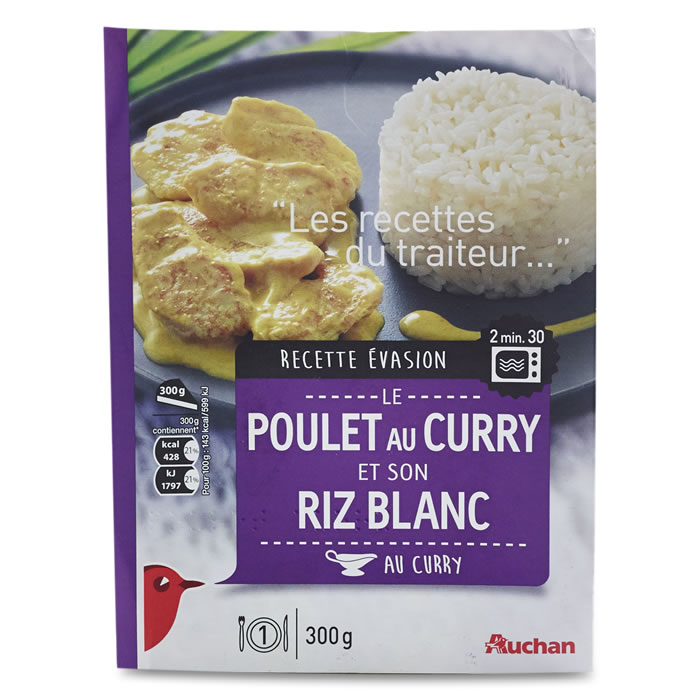 AUCHAN Poulet au curry et riz