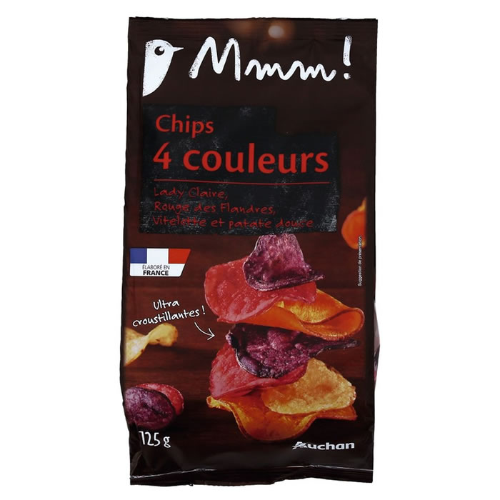 AUCHAN Mmm ! Chips nature 4 couleurs