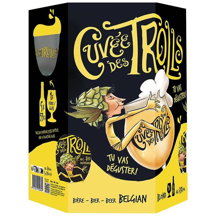 CUVEE DES TROLLS Coffret de 5 bières blonde et 1 verre