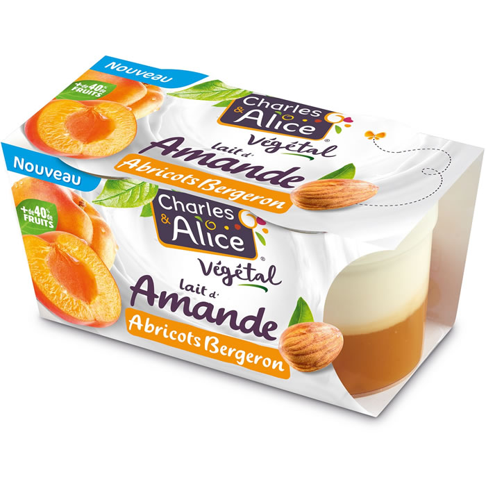 CHARLES&ALICE Dessert végétal lait d'amande et lit d'abricot