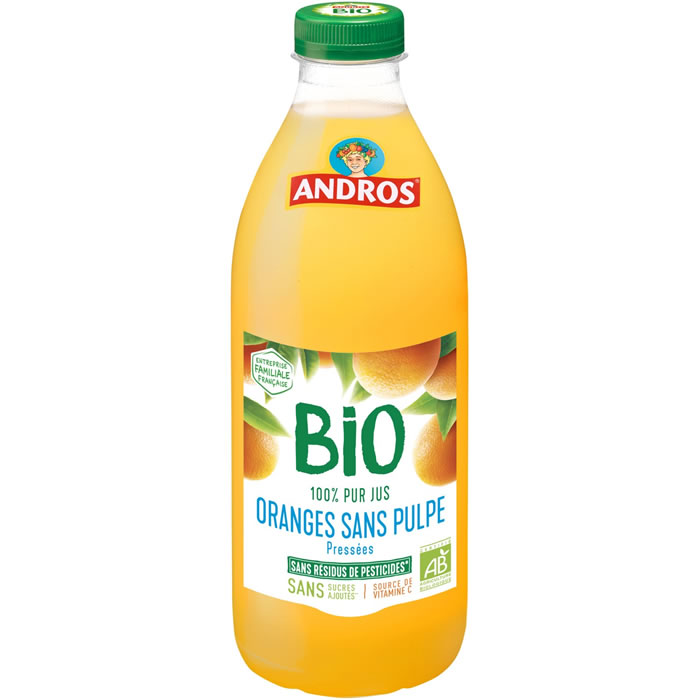ANDROS Pur jus d'orange bio - Sans pulpe