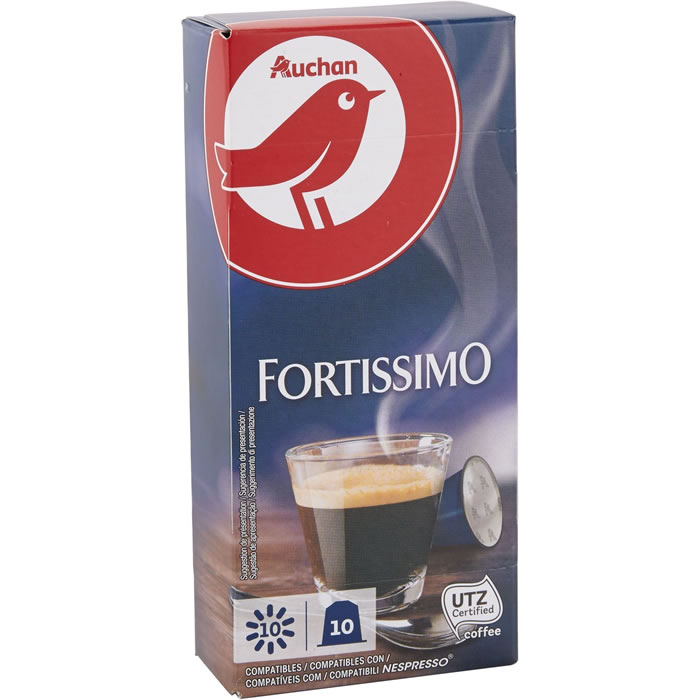 AUCHAN Capsules de café fortissimo N°10