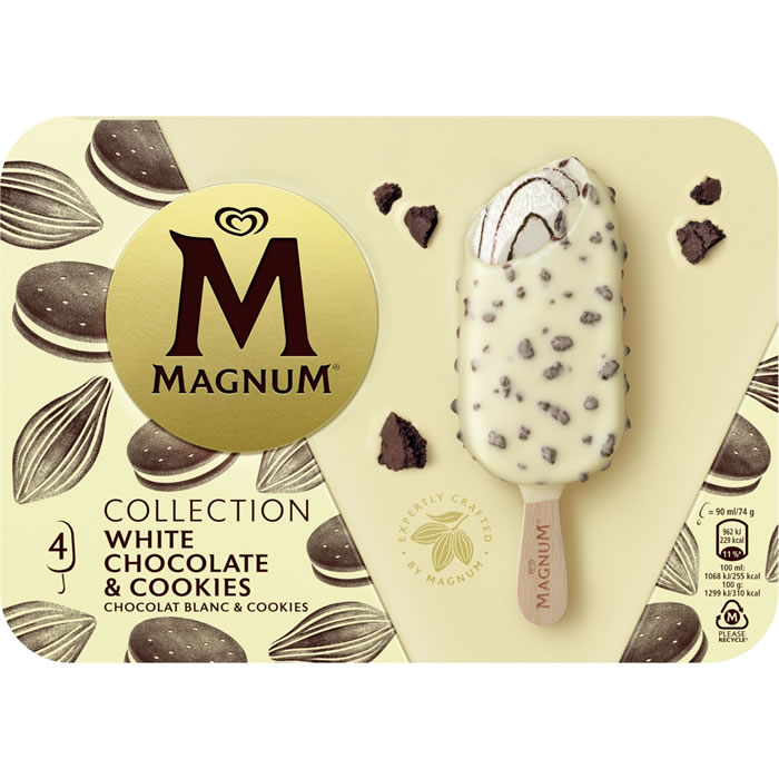 MAGNUM Collection Bâtonnets glacés au chocolat blanc et cookies