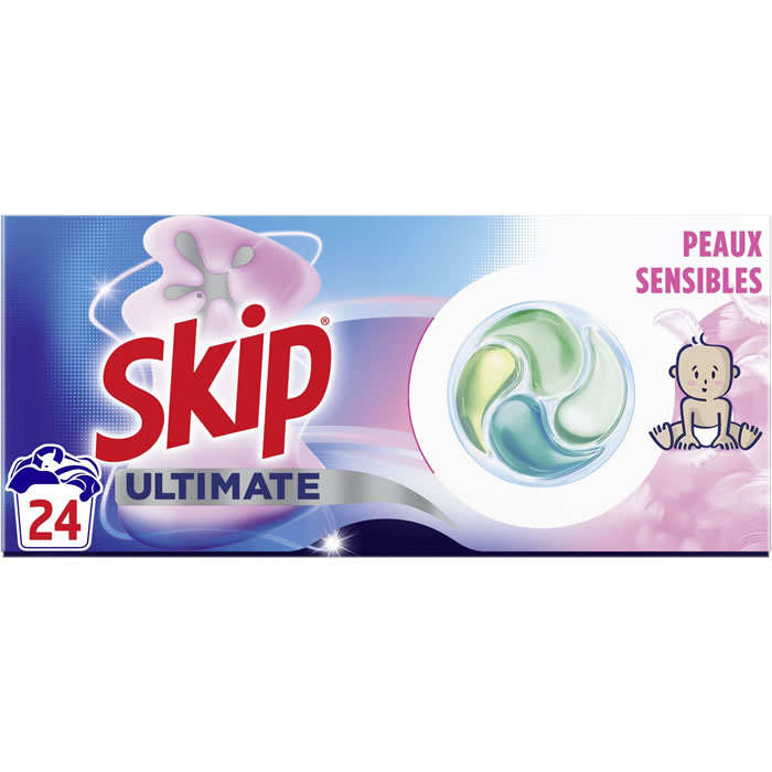 SKIP Ultimate Lessive capsules pour peaux sensibles