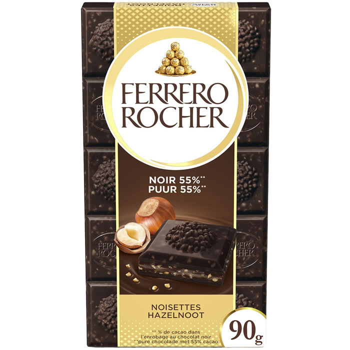 FERRERO ROCHER Tablette de chocolat noir fourré aux noisettes