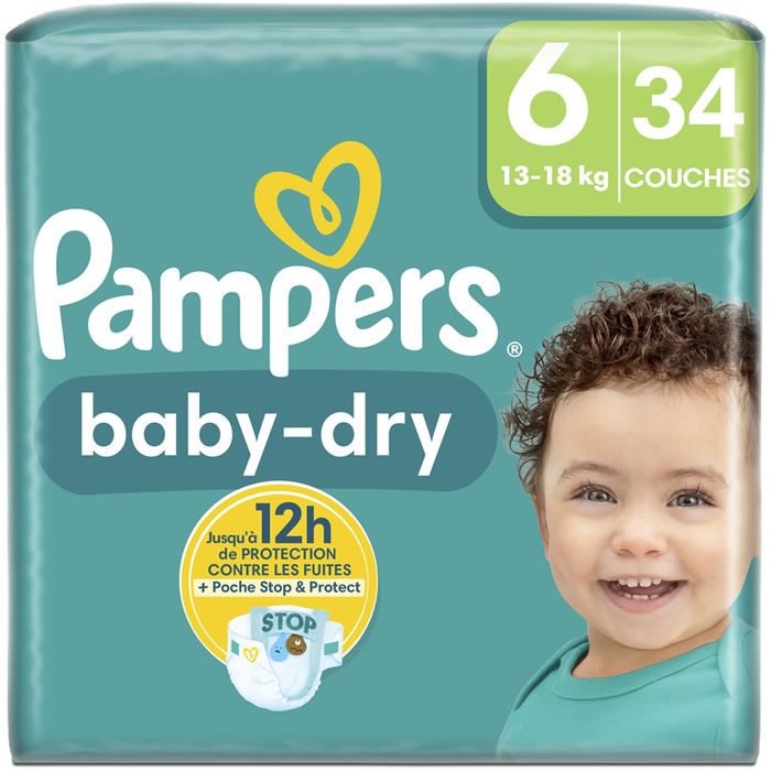 PAMPERS : Baby-Dry - Couches taille 6 (13-18 kg) - chronodrive