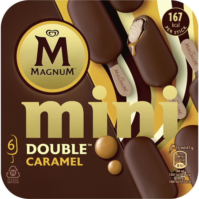 MAGNUM Double Mini bâtonnets glacés au caramel et chocolat