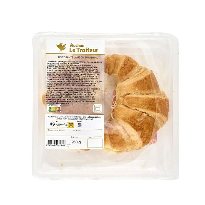 AUCHAN Le Traiteur Croissants au jambon et emmental