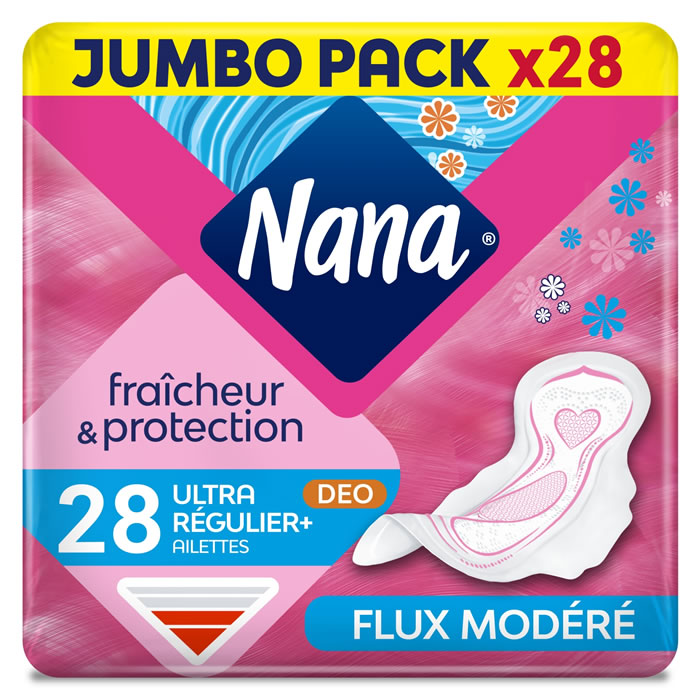 NANA Fraîcheur & Protection Serviettes hygiéniques avec ailettes ultra regulier +