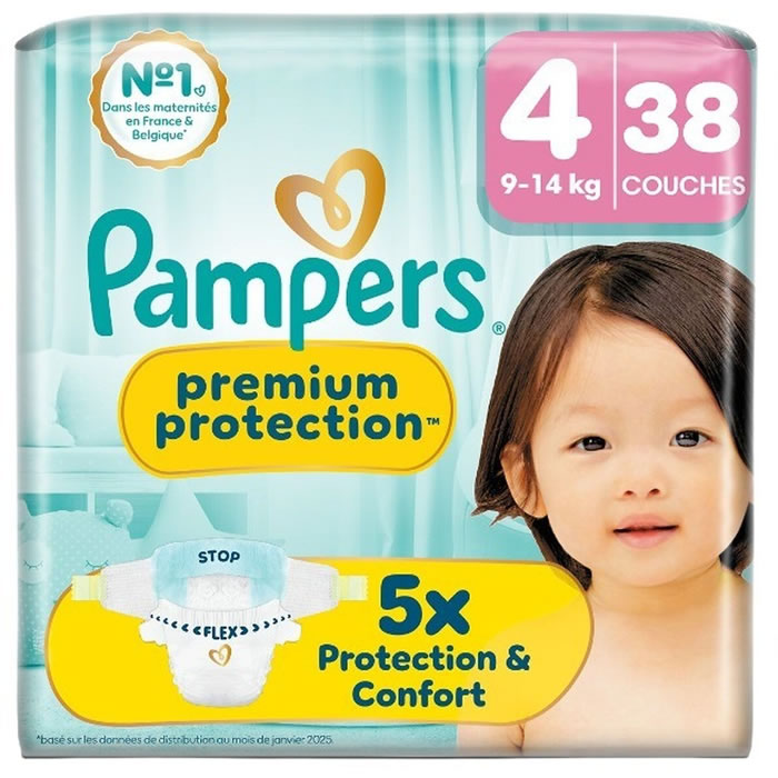 PAMPERS Premium Protection Couches taille 4 (9-14 kg)