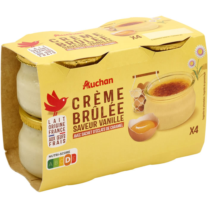 AUCHAN Crème brûlée à la vanille et éclats de caramel