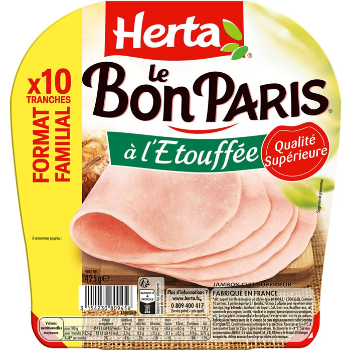 HERTA Le Bon Paris Jambon cuit à l'étouffée sans couenne
